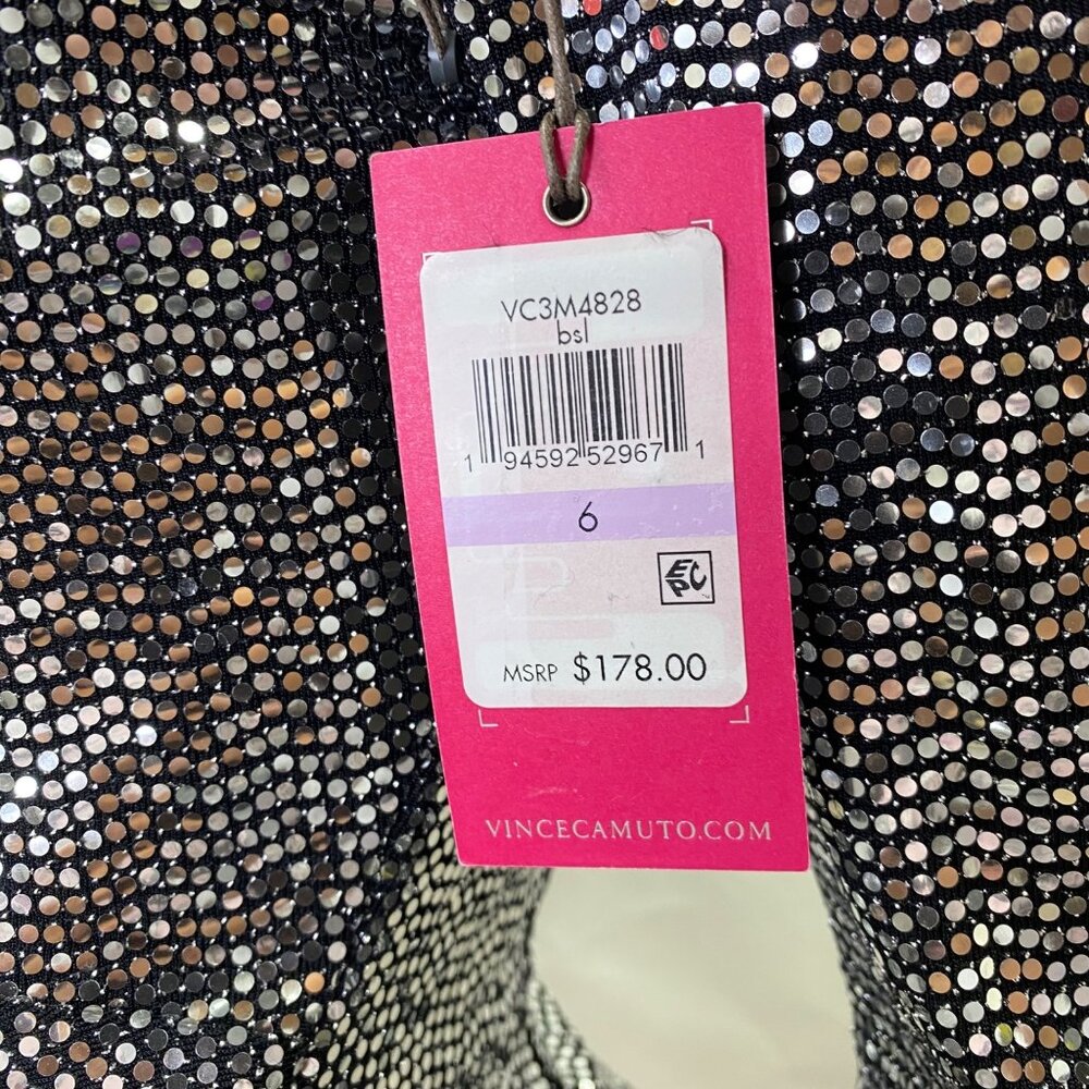 Vince Camuto‎ Silver Long Sleeve Sequin Ruched Dress Women's Evening Partywear 6 - Picture 10 of 11